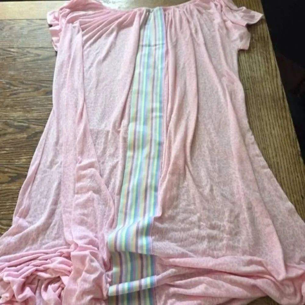 Pitusa pink Cheetah Print stripe down middle maxi dress sz Petite